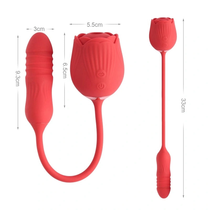 PLEASURE LUXURY DOUBLE-ENDED ROSE VIBRATOR LICKING