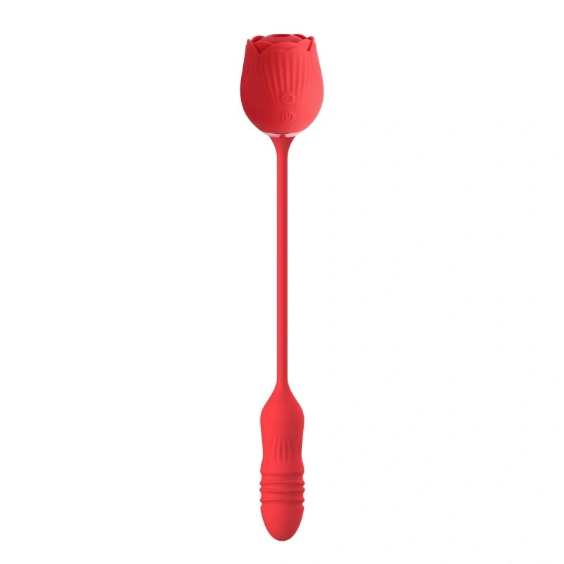 PLEASURE LUXURY DOUBLE-ENDED ROSE VIBRATOR LICKING
