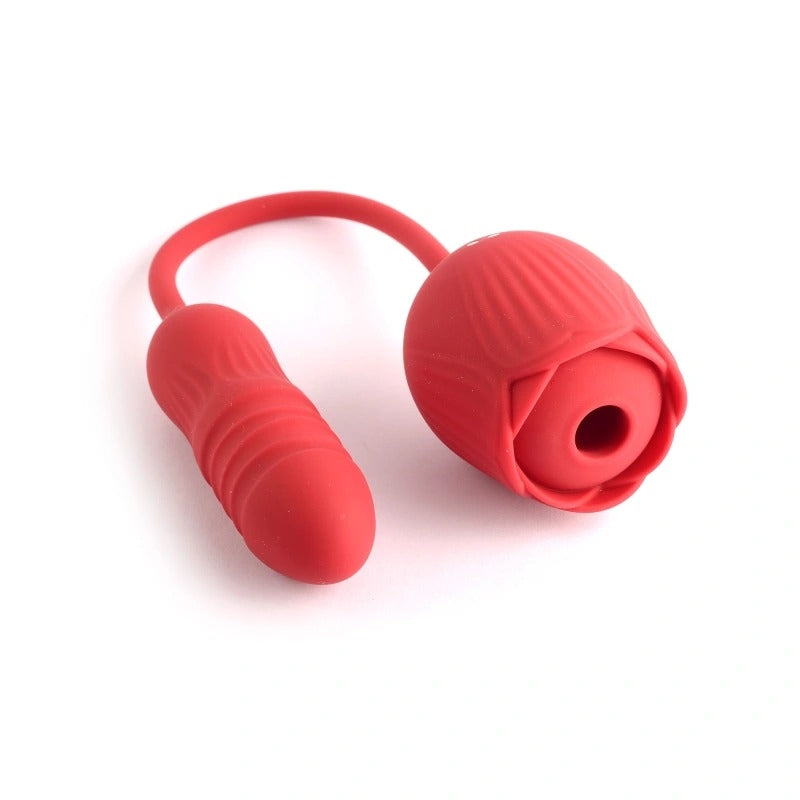 PLEASURE LUXURY DOUBLE-ENDED ROSE VIBRATOR LICKING