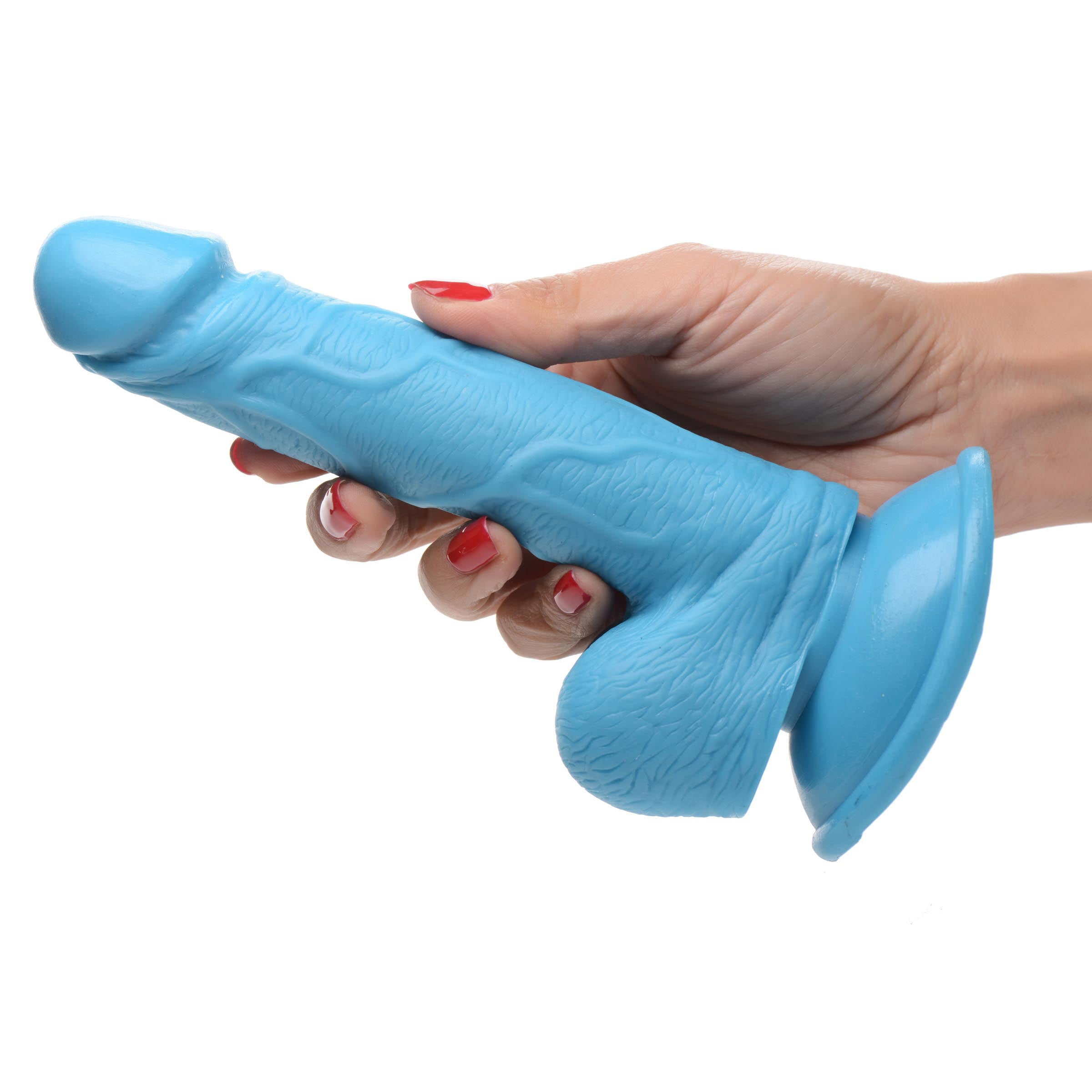 6.5" DILDO WITH BALLS - BLUE