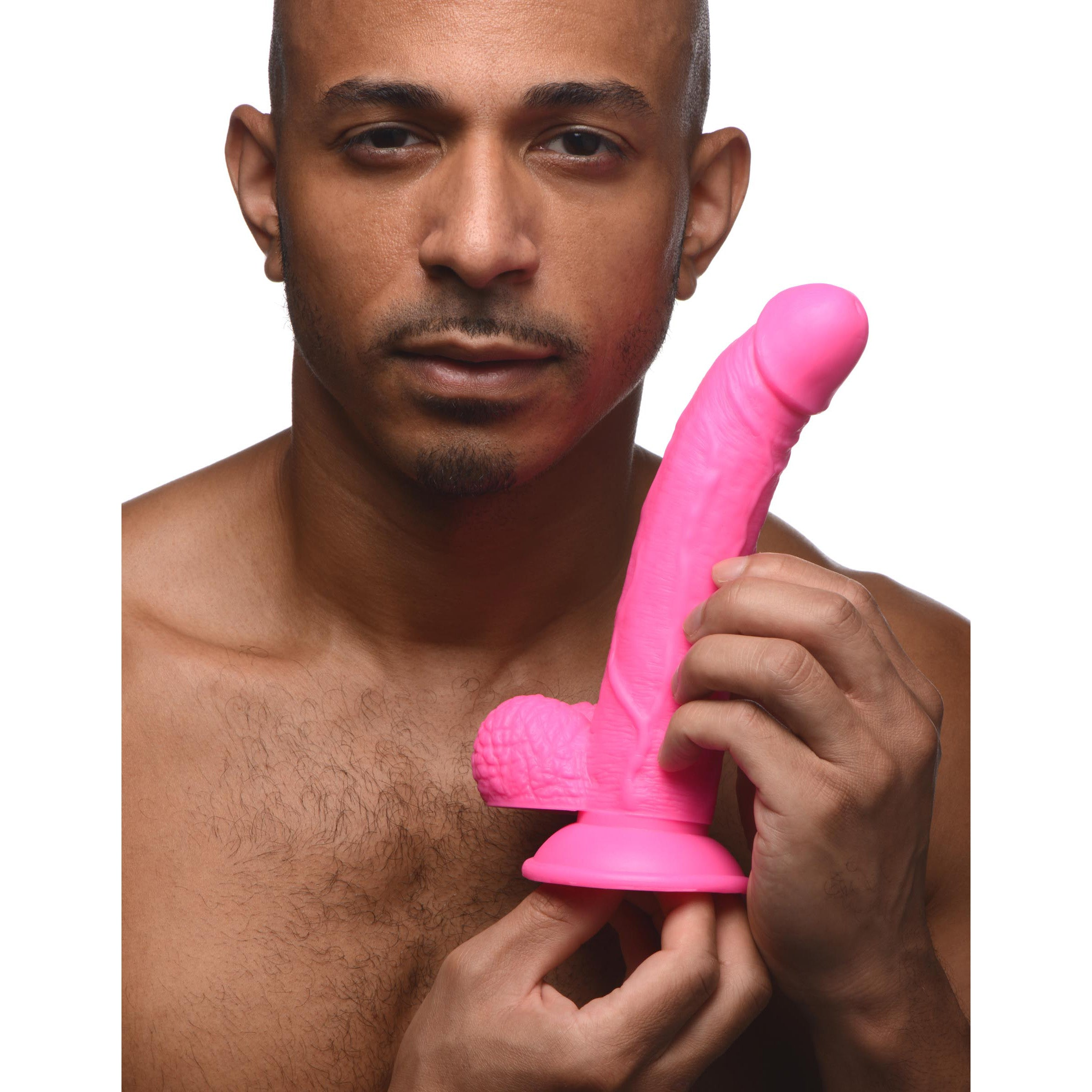 7.5" DILDO WITH BALLS - PINK