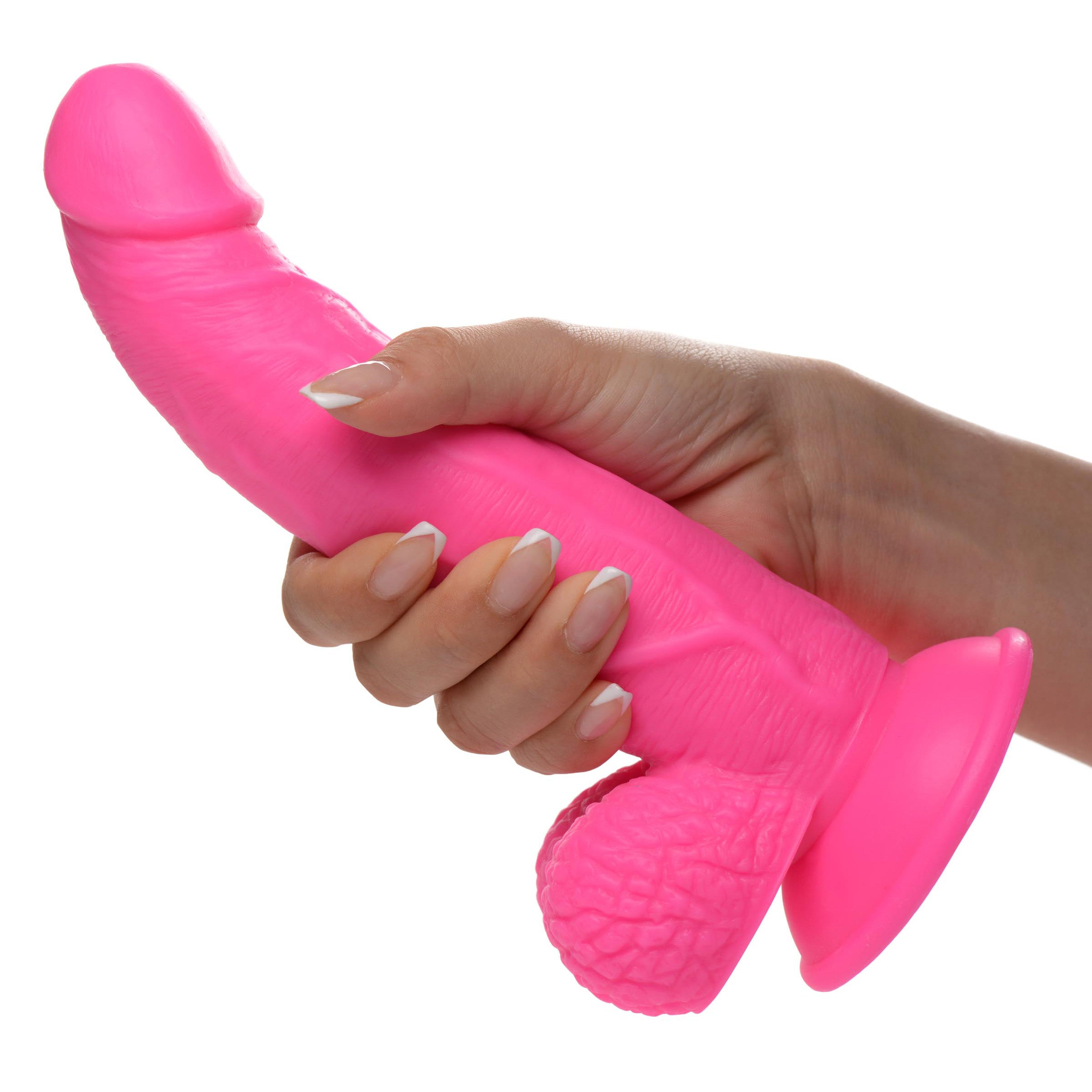 7.5" DILDO WITH BALLS - PINK