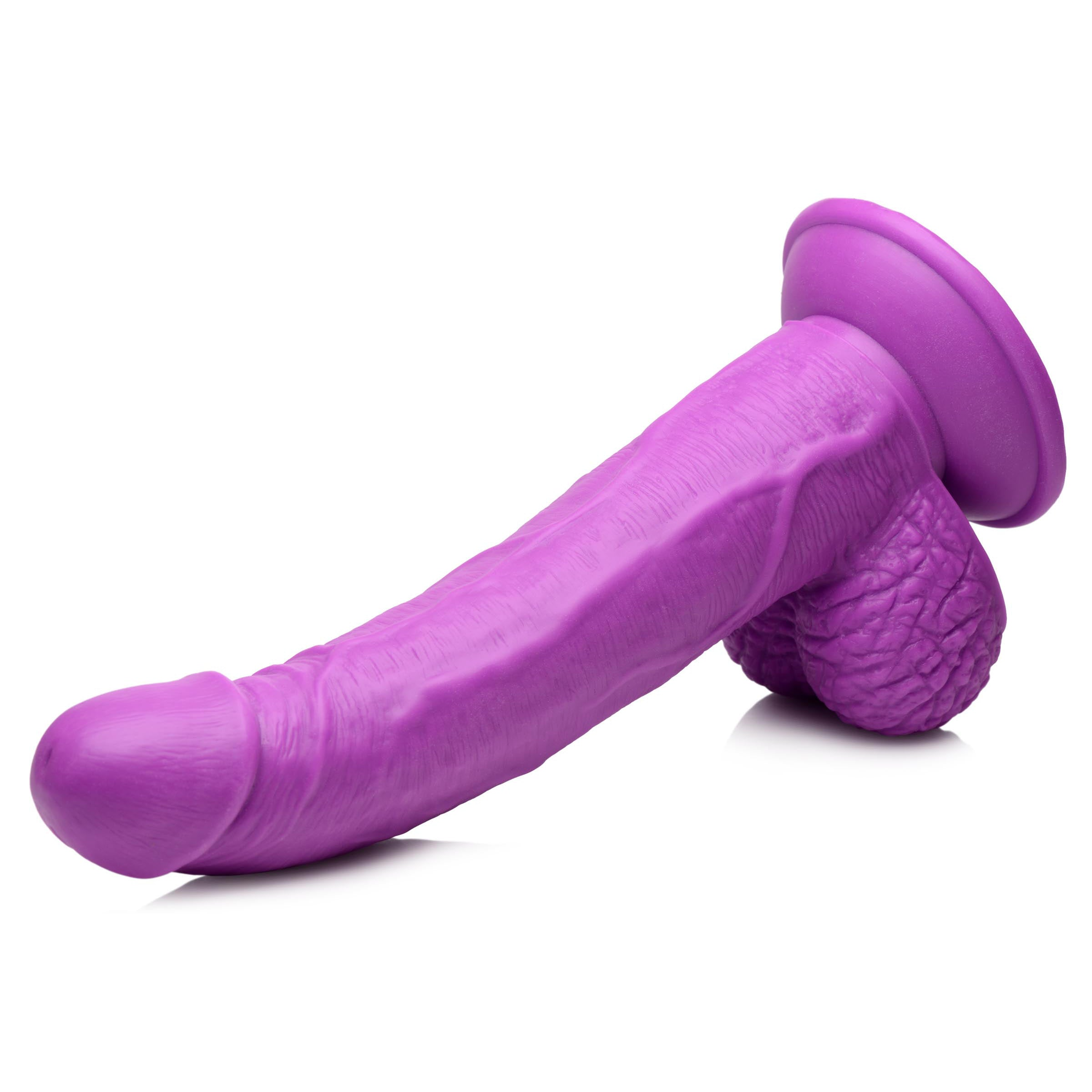7.5" DILDO WITH BALLS - PURPLE