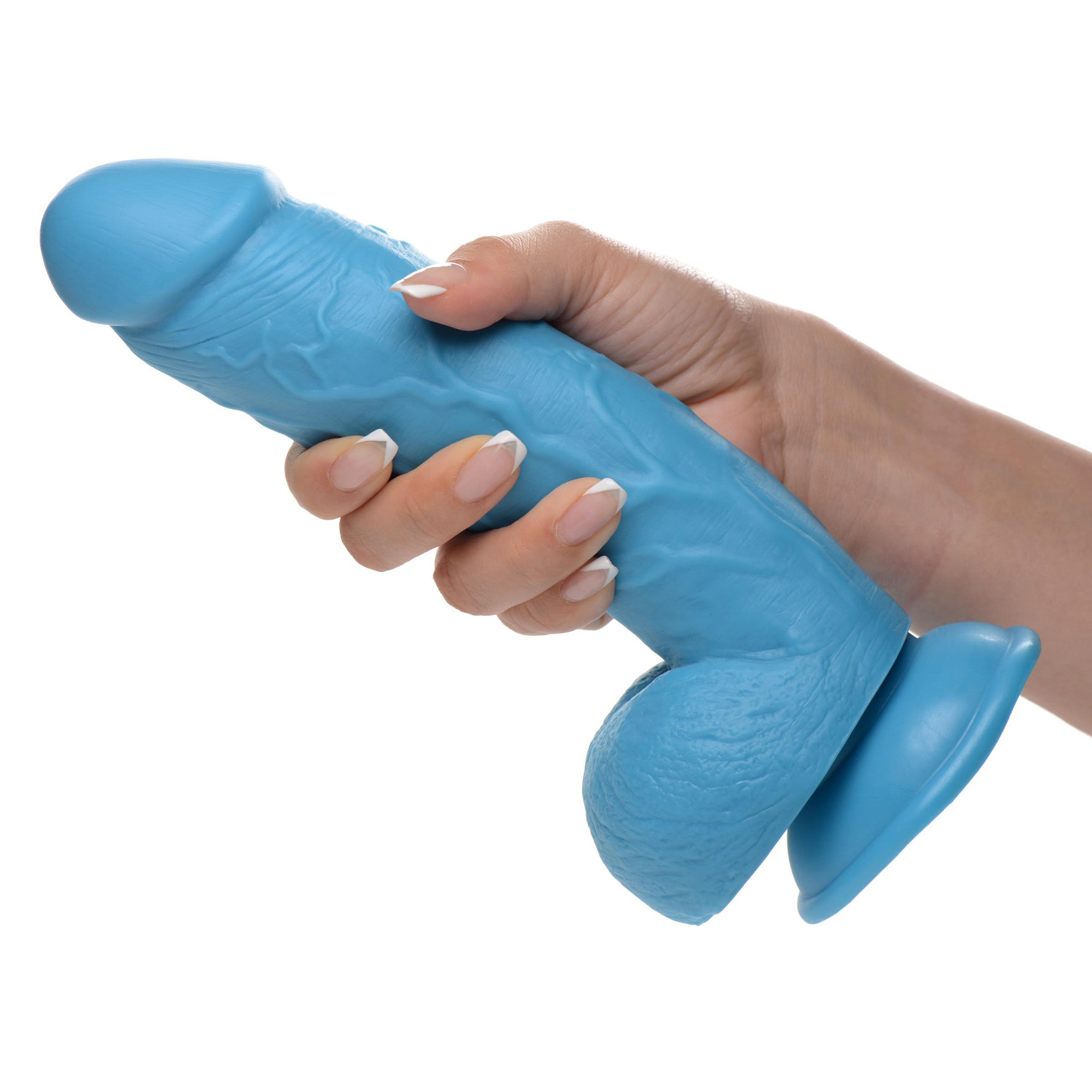 8.25" DILDO WITH BALLS - BLUE