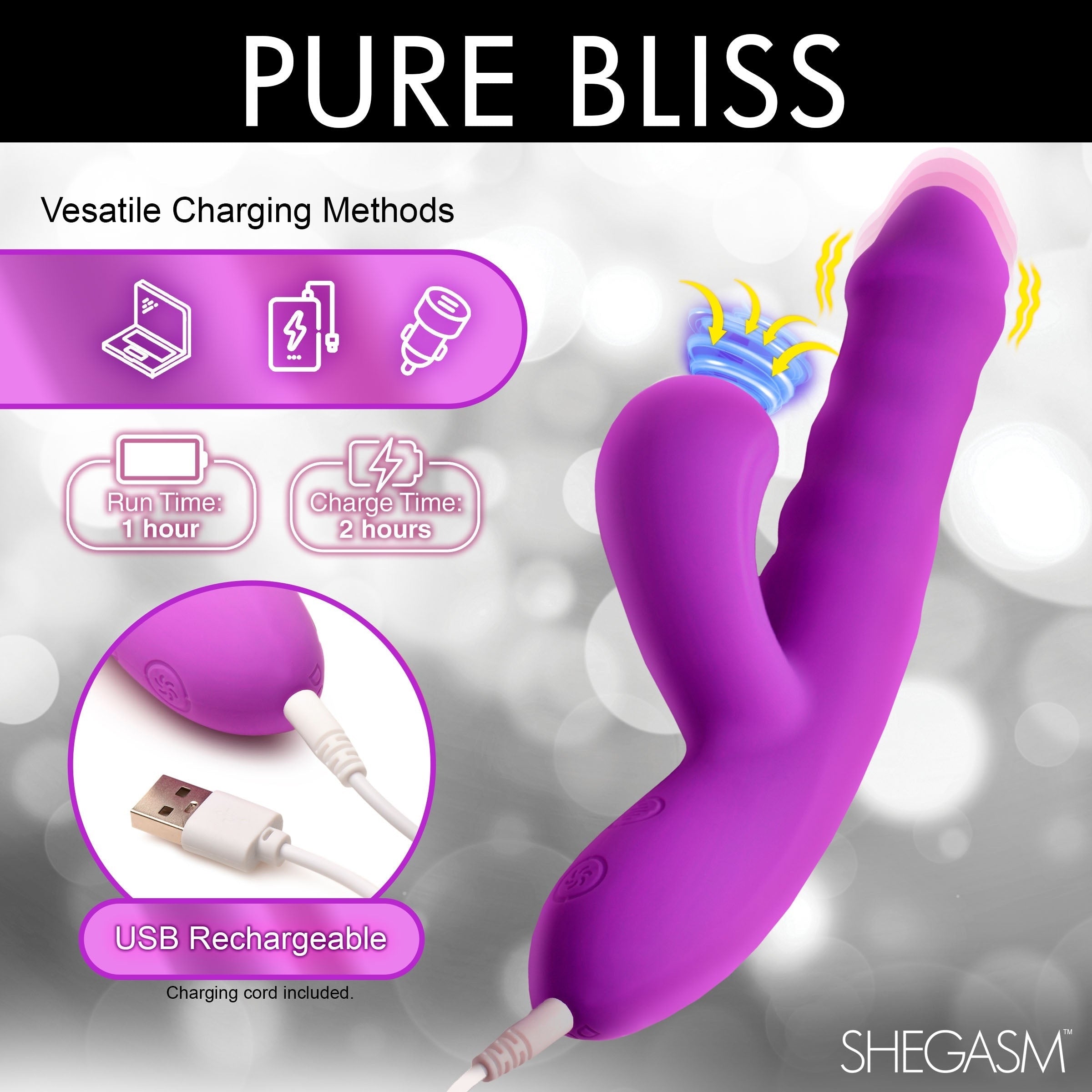 SHEGASM THRUST WAVE THRUSTING & SUCKING RABBIT VIBRATOR - MORADO