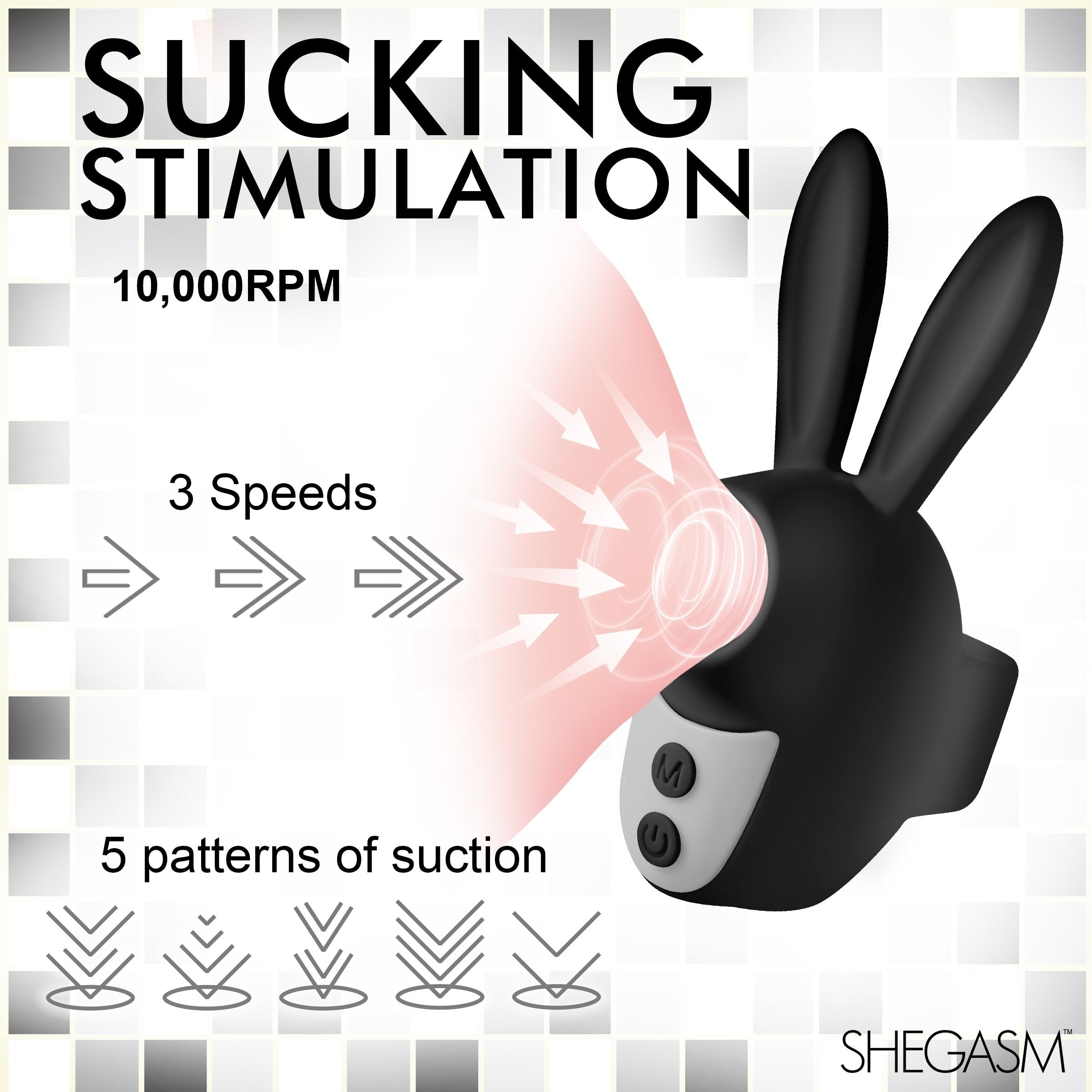 SHEGASM SUCKY BUNNY CLIT STIMULATOR - NEGRO