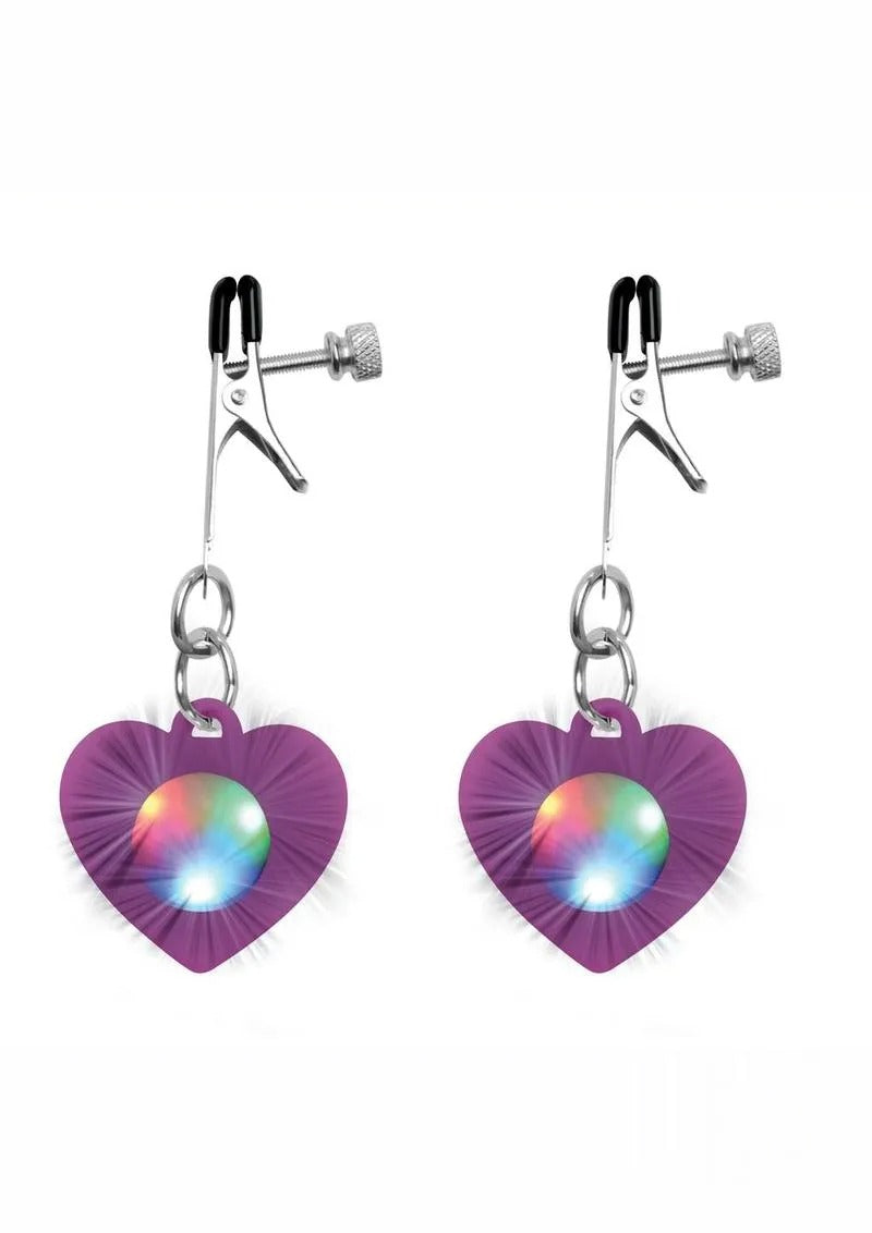 SILICONE LIGHT UP HEART NIPPLE CLAMPS