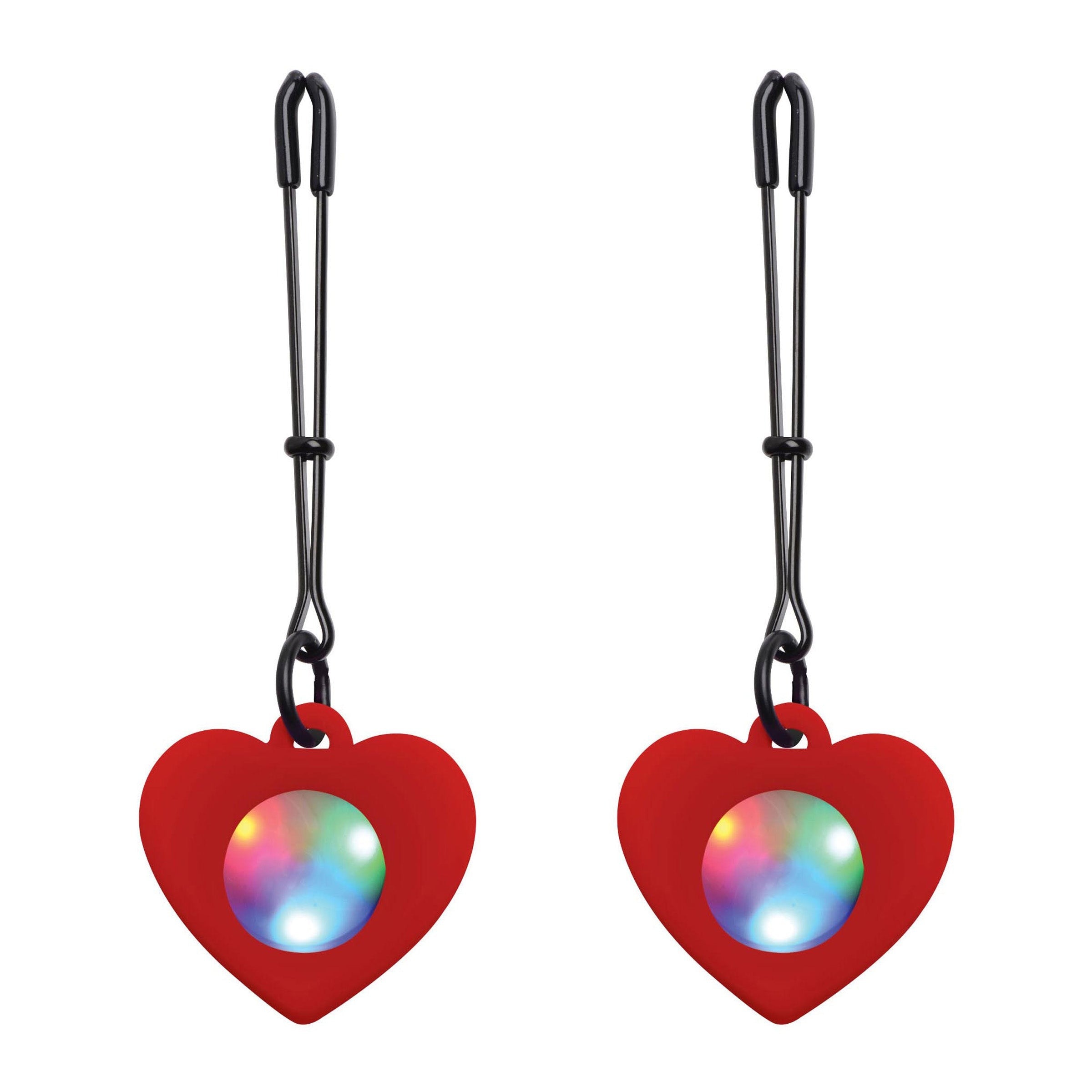 SILICONE LIGHT UP HEART TWEEZER NIPPLE CLAMPS