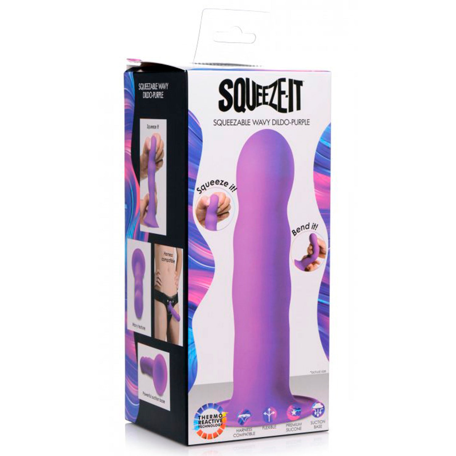 SQUEEZE-IT SQUEEZABLE WAVY DILDO MORADO
