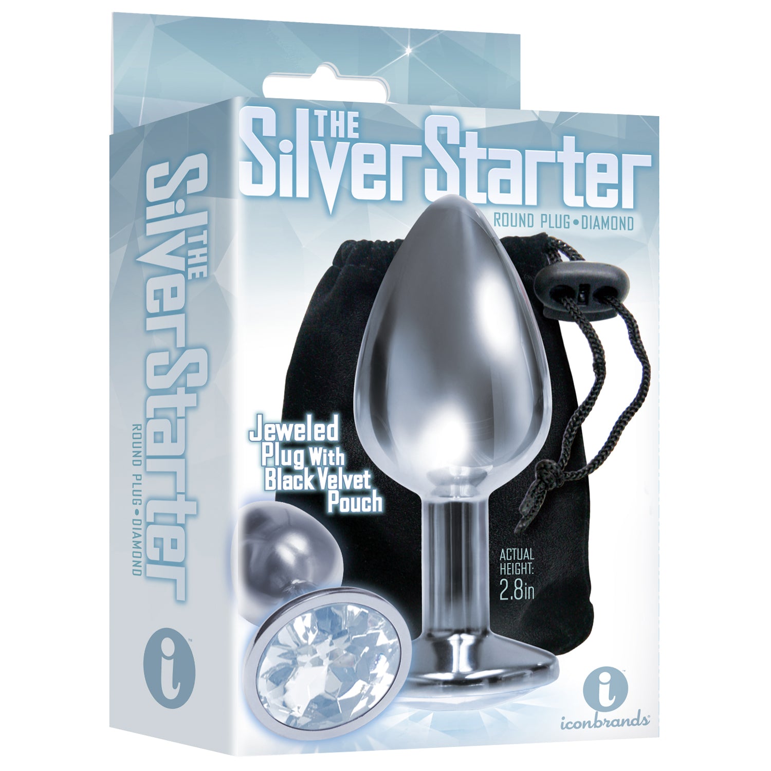 THE 9'S THE SILVER STARTER BEJEWELED STAINLESS STEEL PLUG - DIAMOND