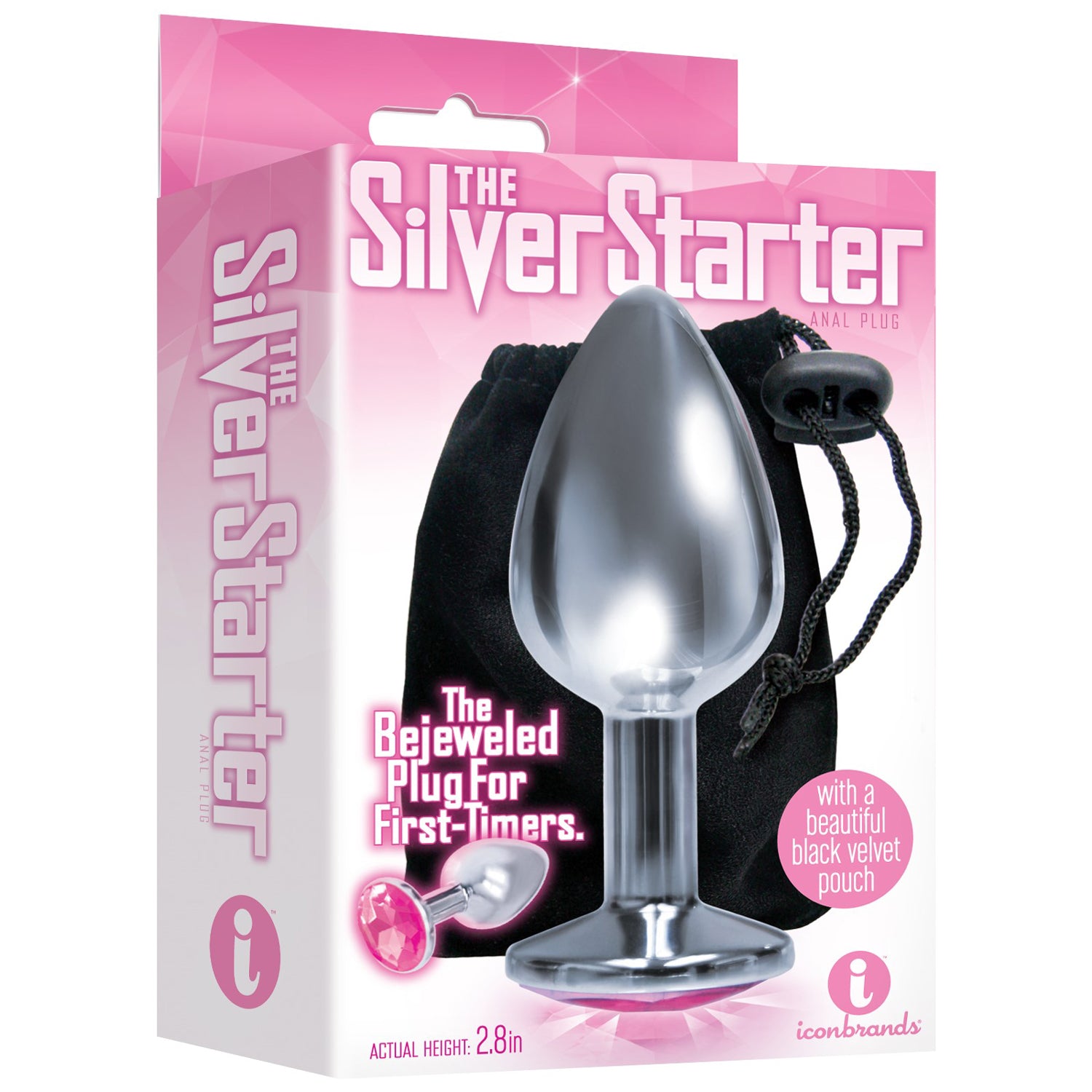 THE 9'S THE SILVER STARTER BEJEWELED STAINLESS STEEL PLUG - ROSA