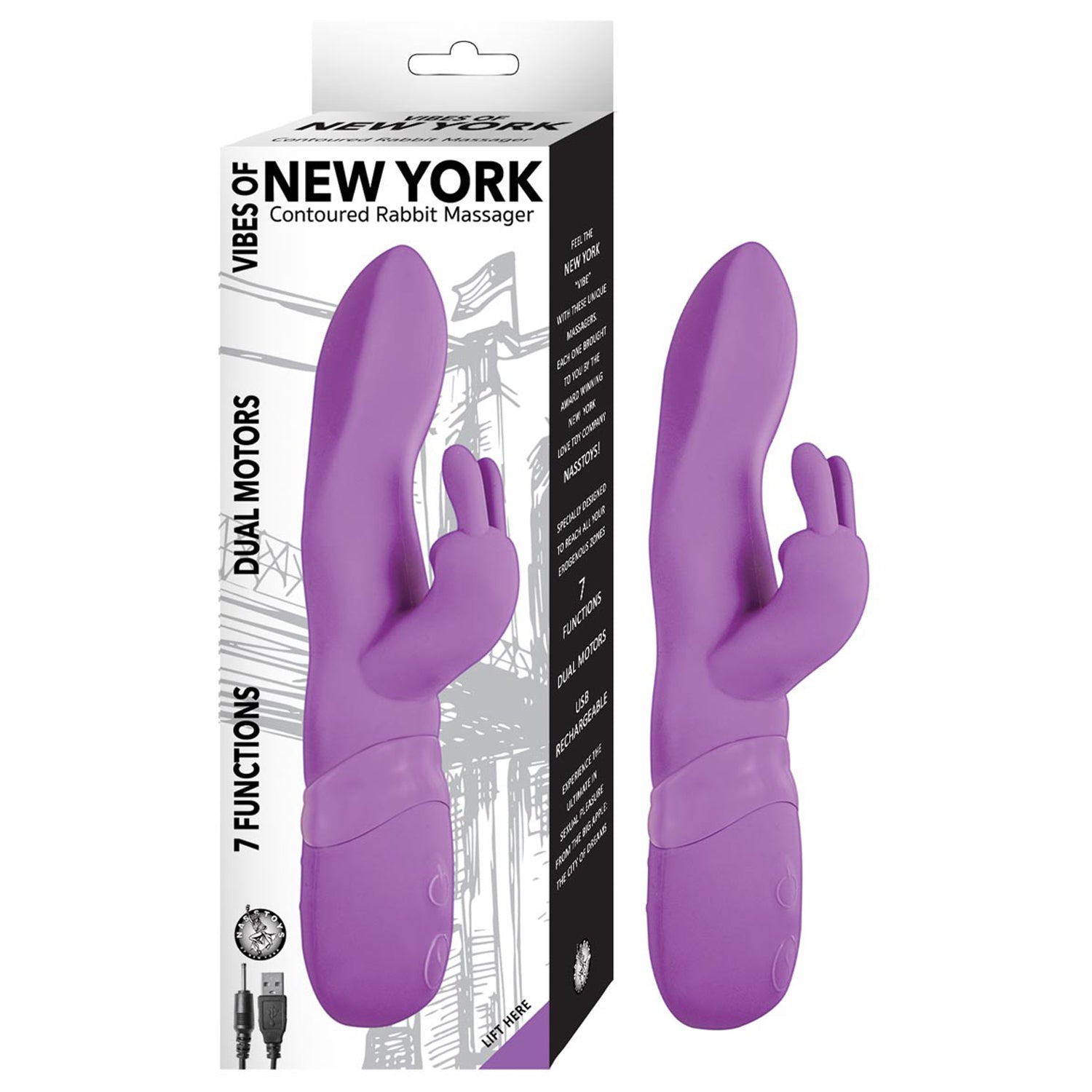 VIBES OF NEW YORK CONTOURED RABBIT MASSAGER - MORADO