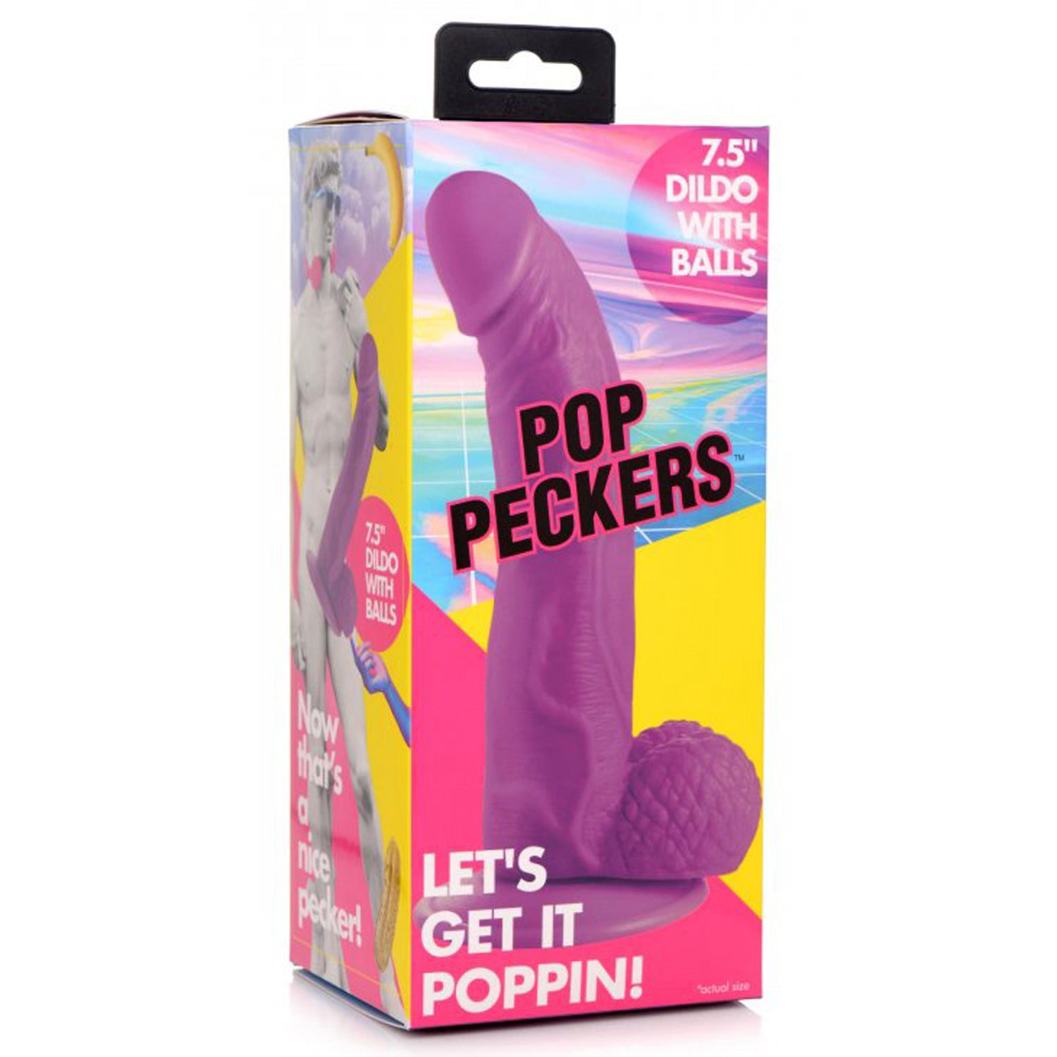 7.5" DILDO WITH BALLS - PURPLE