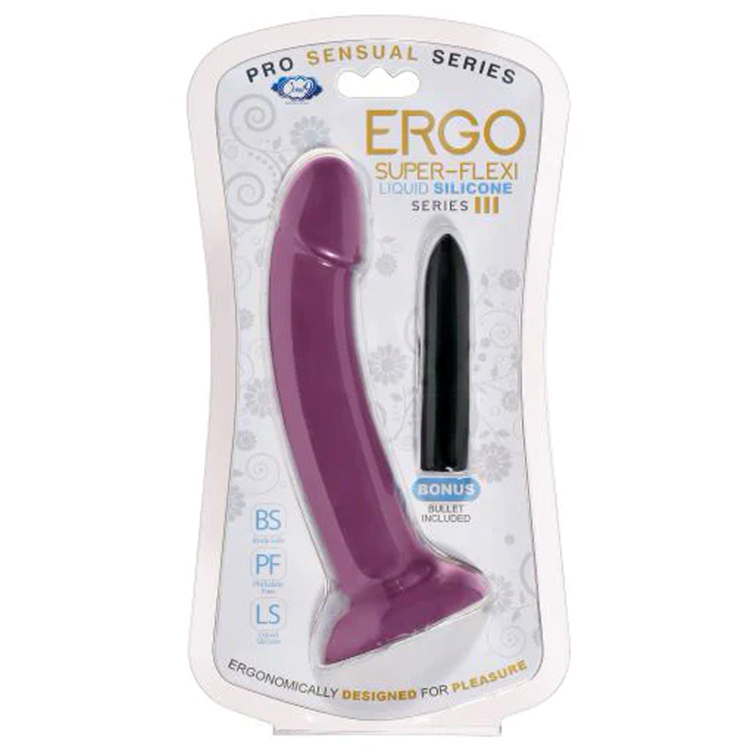 ERGO SUPER FLEXI III DONG SOFT AND FLEXIBLE LIQUID SILICONE WITH VIBRATOR - PLUM