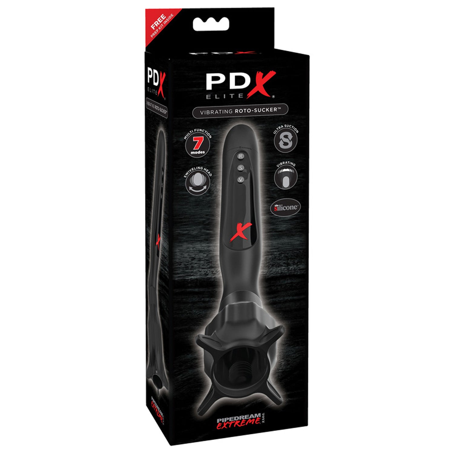 PDX ELITE VIBRATING ROTO-SUCKER - BLACK
