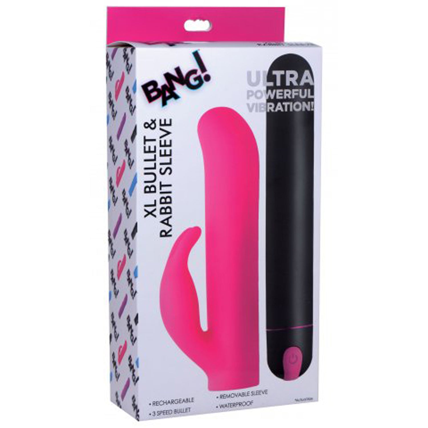 XL BULLET & RABBIT SILICONE SLEEVE - PINK
