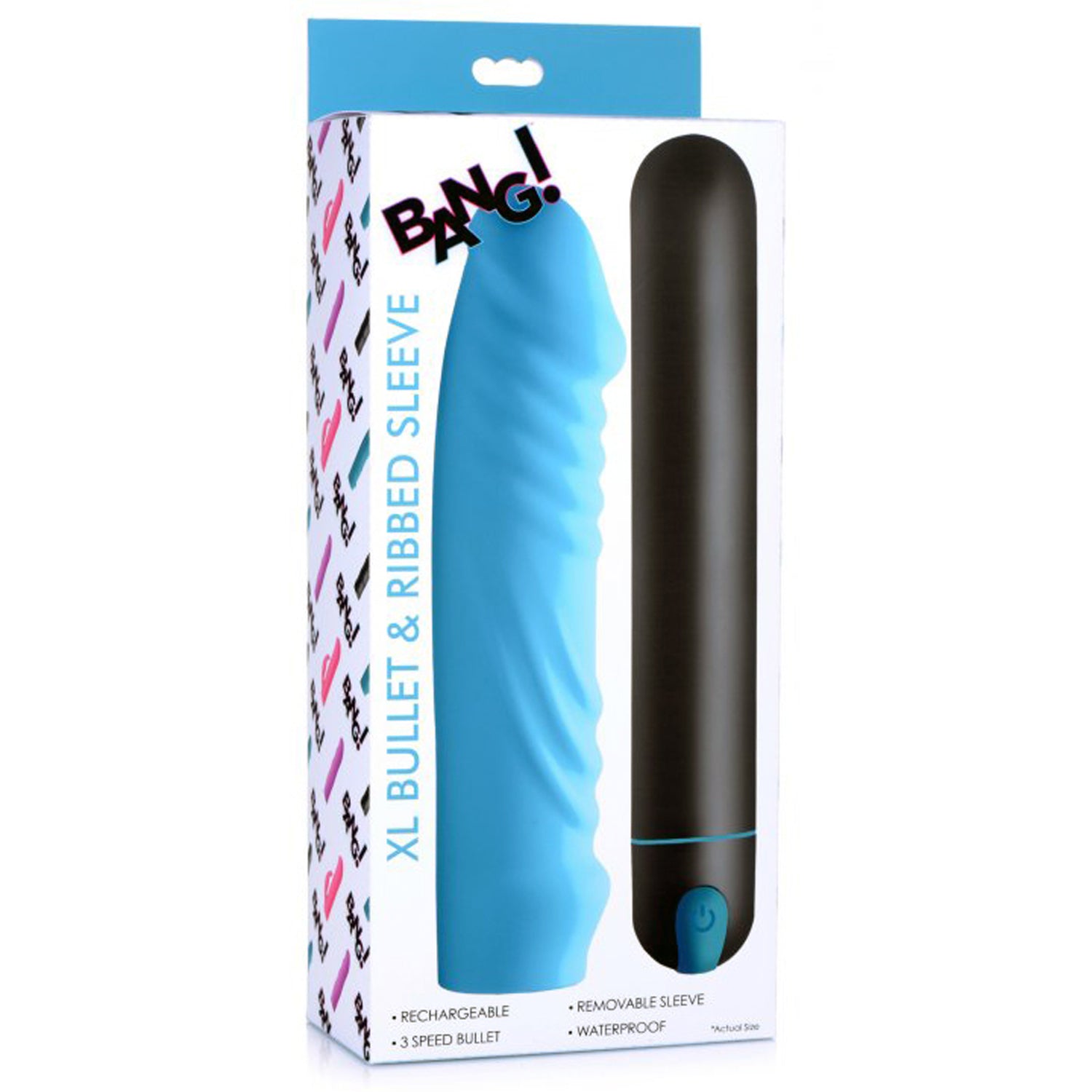 XL BULLET & RIBBED SILICONE SLEEVE - BLUE