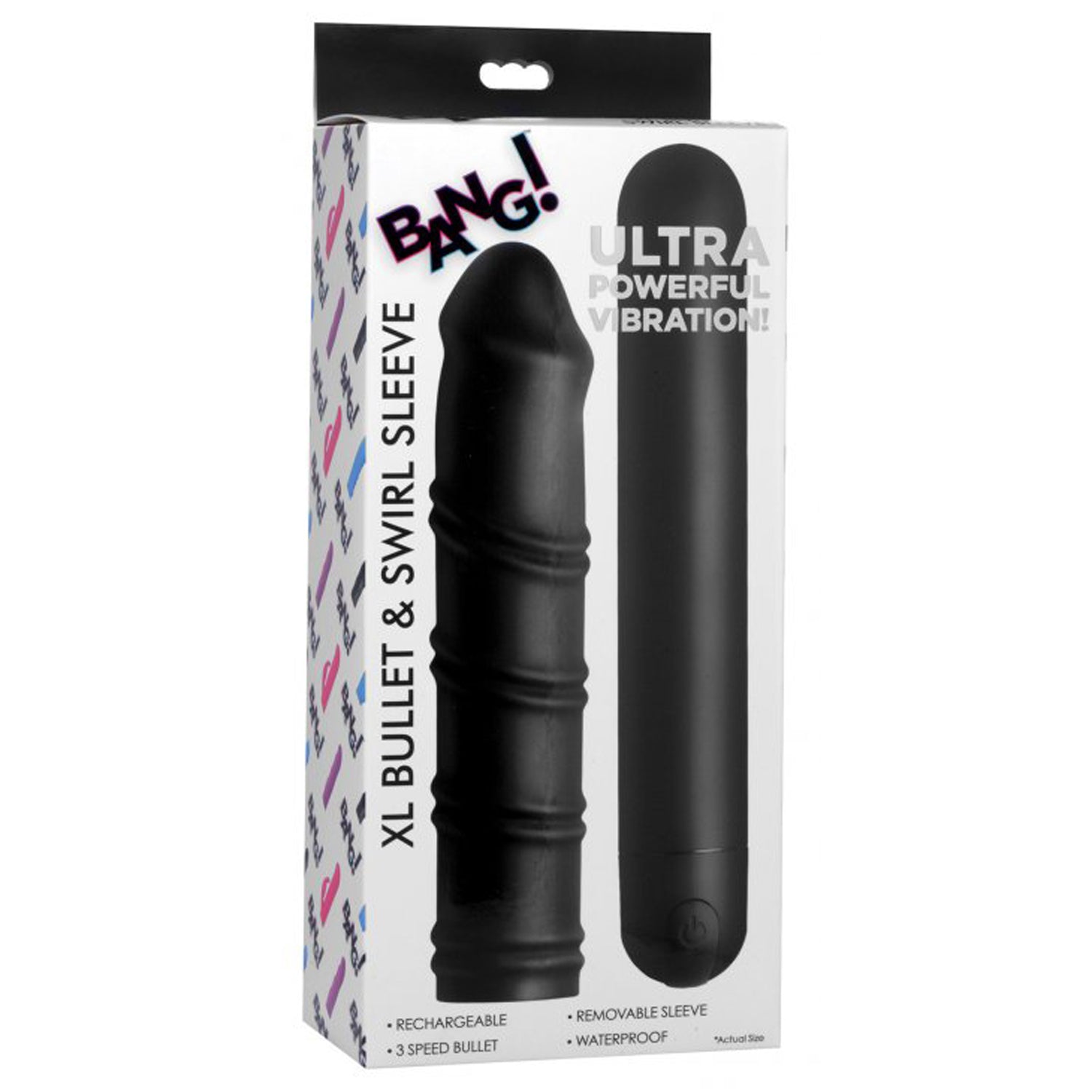 XL BULLET & SWIRL SILICONE SLEEVE - BLACK