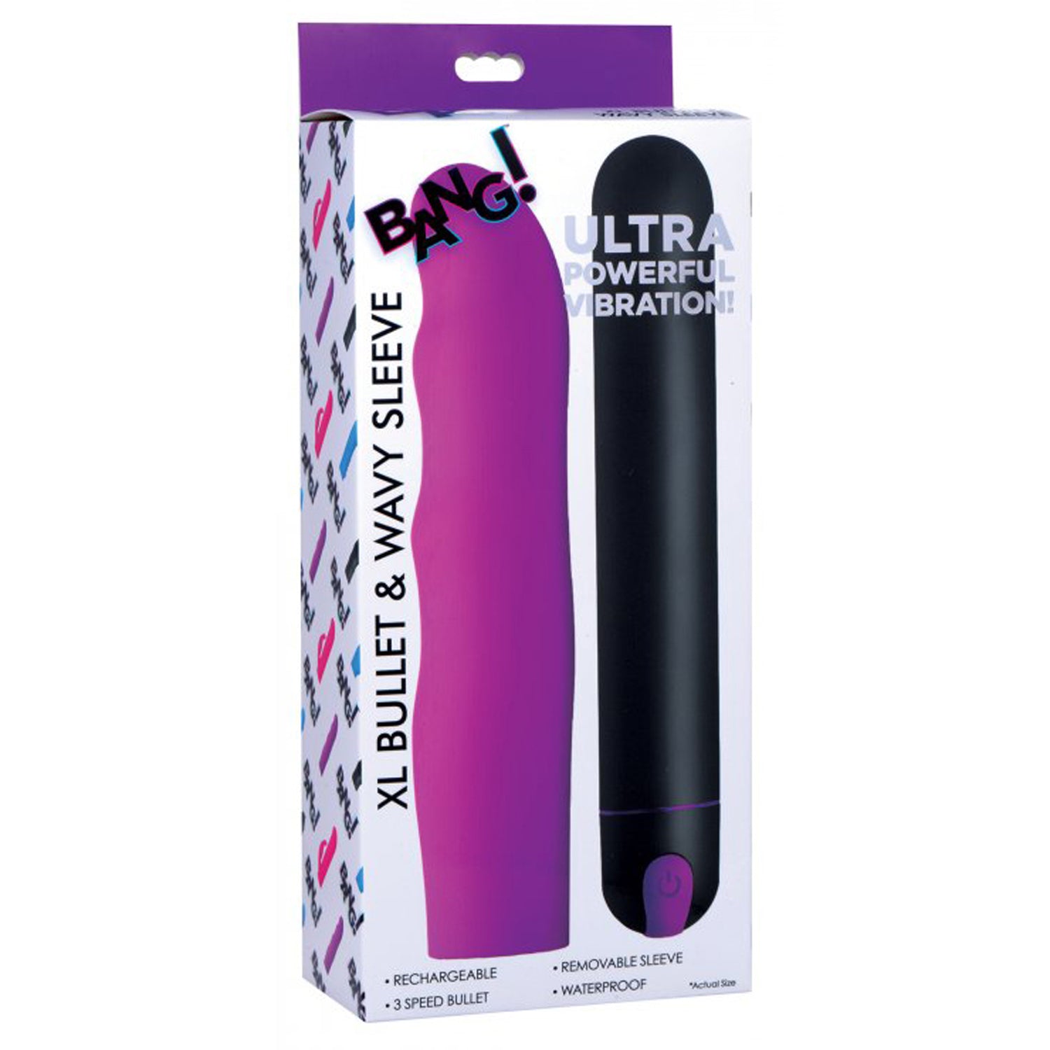 XL BULLET & WAVY SILICONE SLEEVE - PURPLE